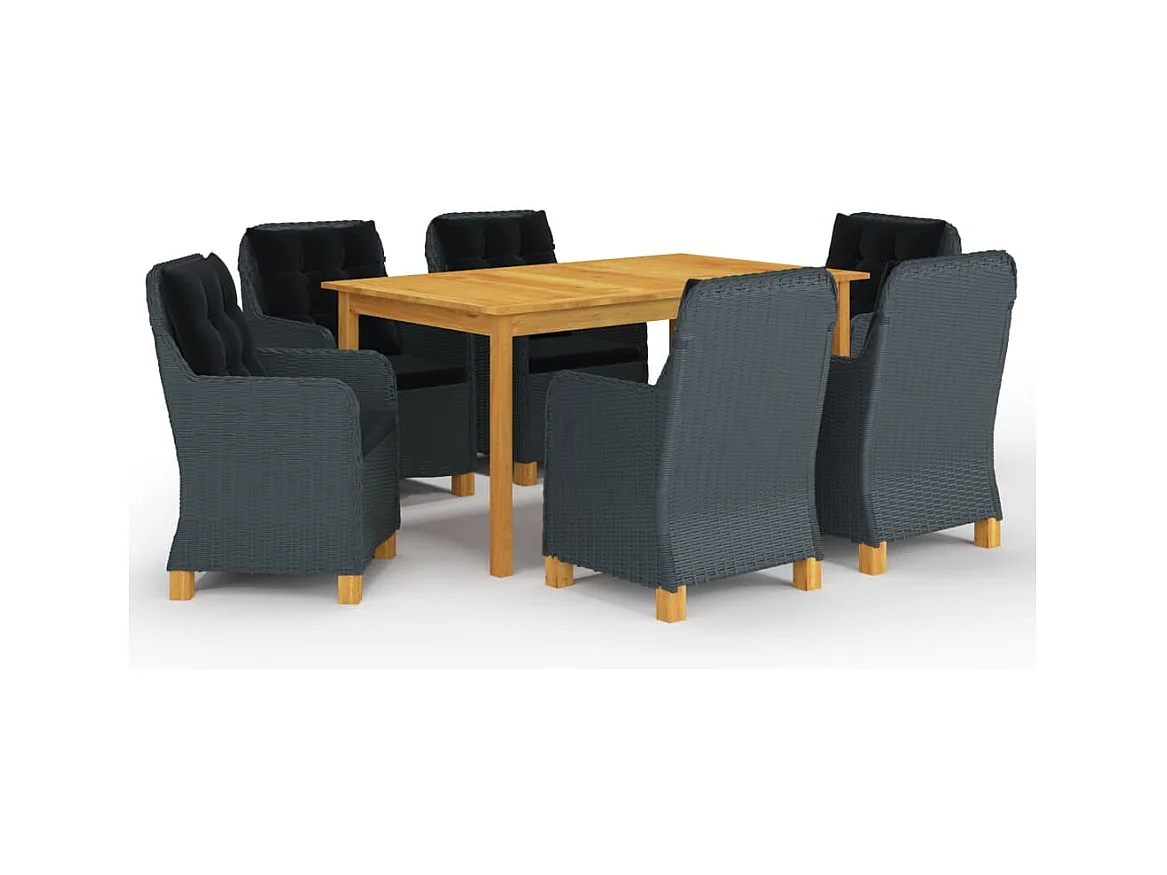 Ensemble à manger de jardin 7 pcs Gris foncé