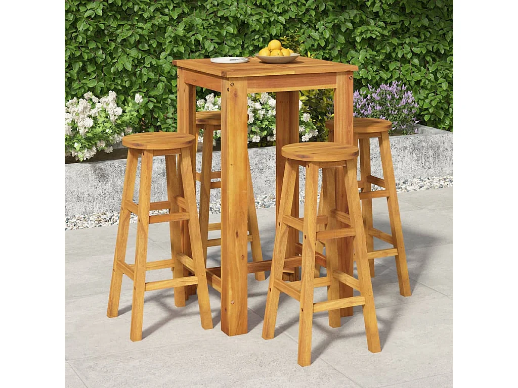 Ensemble de bar de jardin 5 pcs bois d'acacia solide