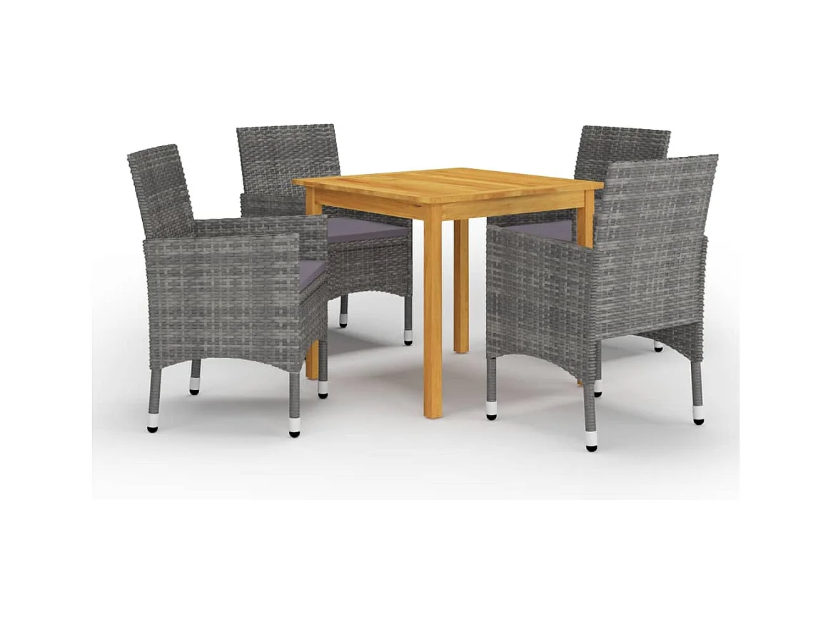 Ensemble à manger de jardin 5 pcs Gris