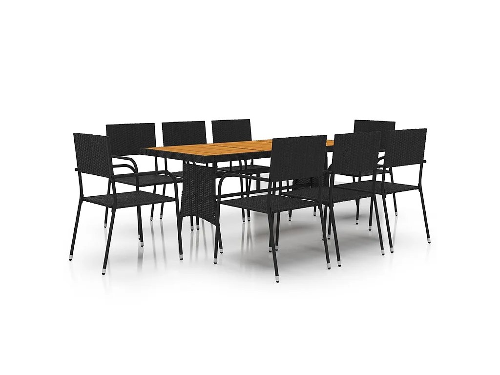 9-delige Tuinset poly rattan zwart