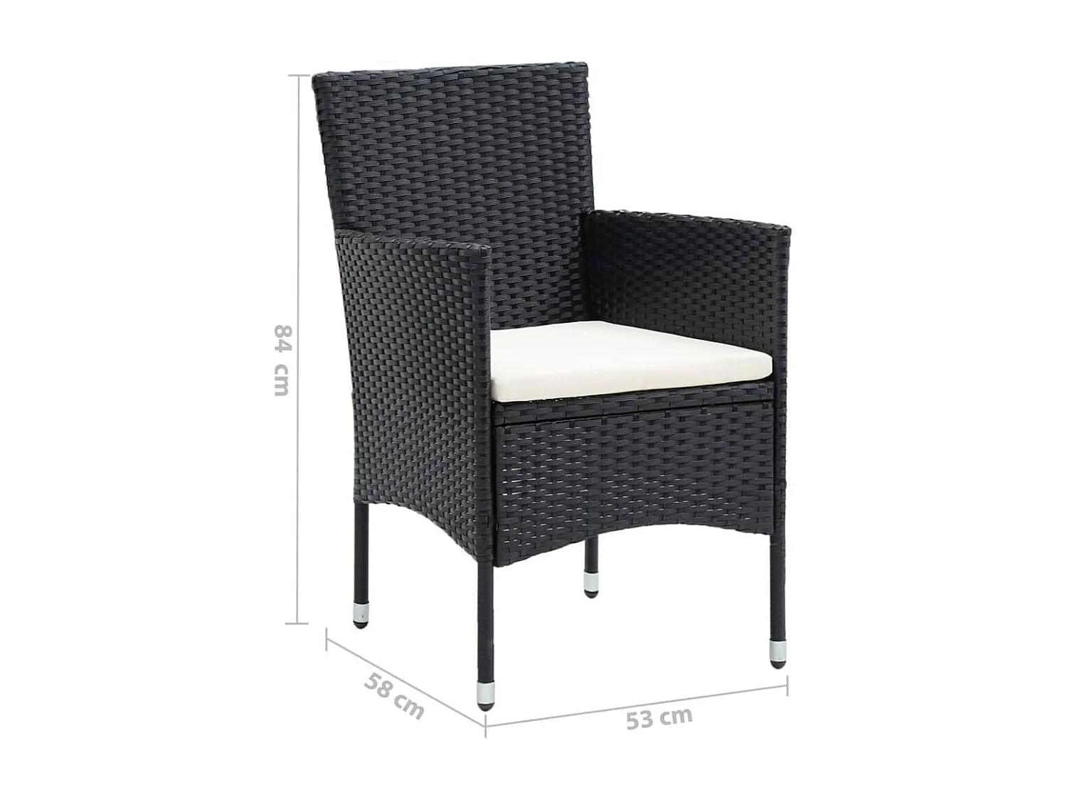 Ensemble à dîner de jardin avec coussins 5 pcs poly rotin noir