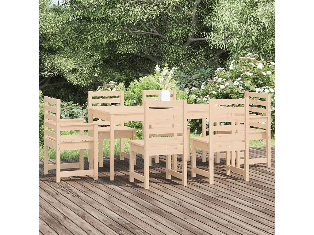 Ensemble à manger de jardin 7 pcs bois massif de pin