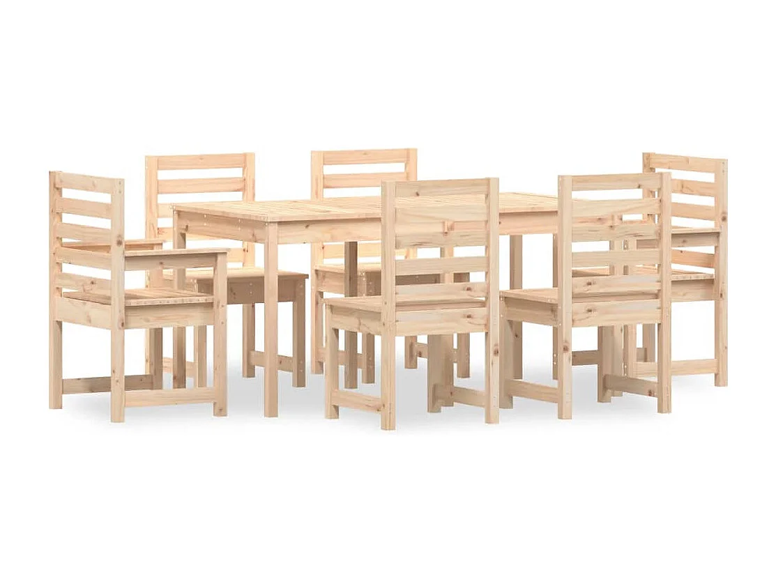 Ensemble à manger de jardin 7 pcs bois massif de pin
