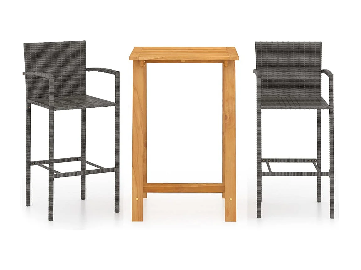 Ensemble de bar de jardin 3 pcs Gris