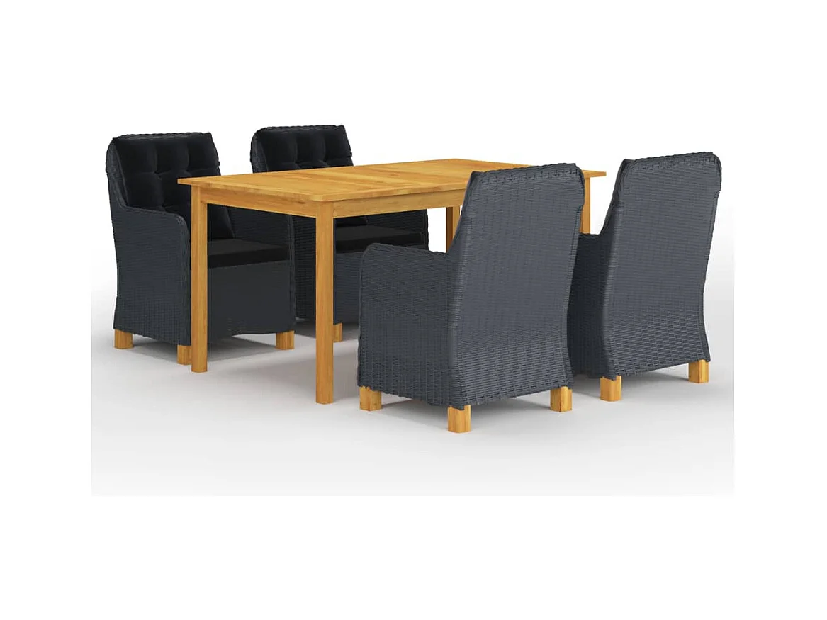 Ensemble à manger de jardin 5 pcs Gris foncé