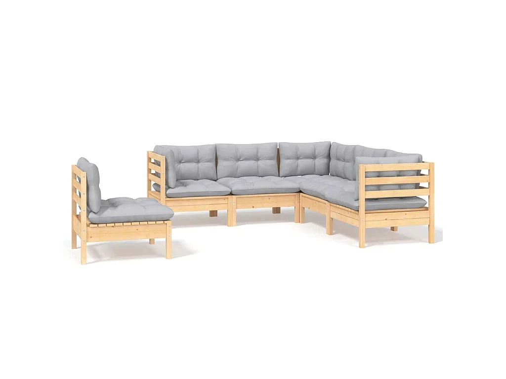 Juego de muebles de jardín 5 pzas y cojines madera de pino