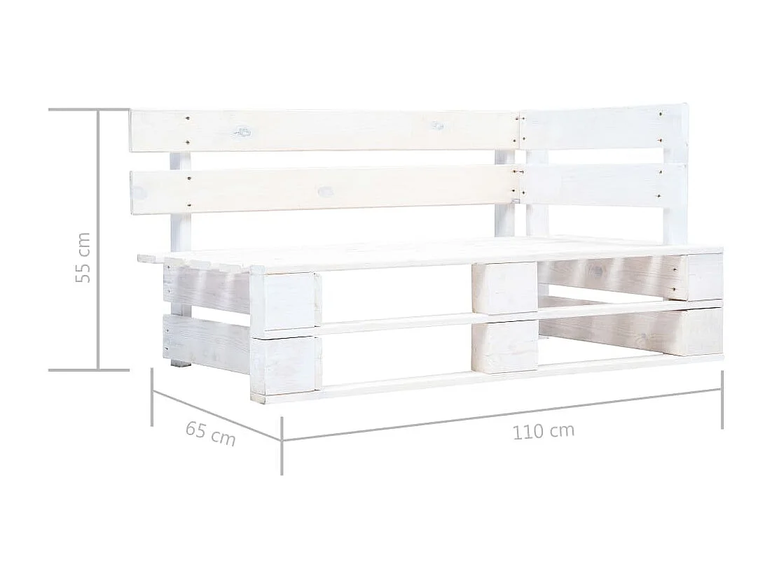Salon de jardin palette 4 pcs et coussins Pin imprégné de blanc