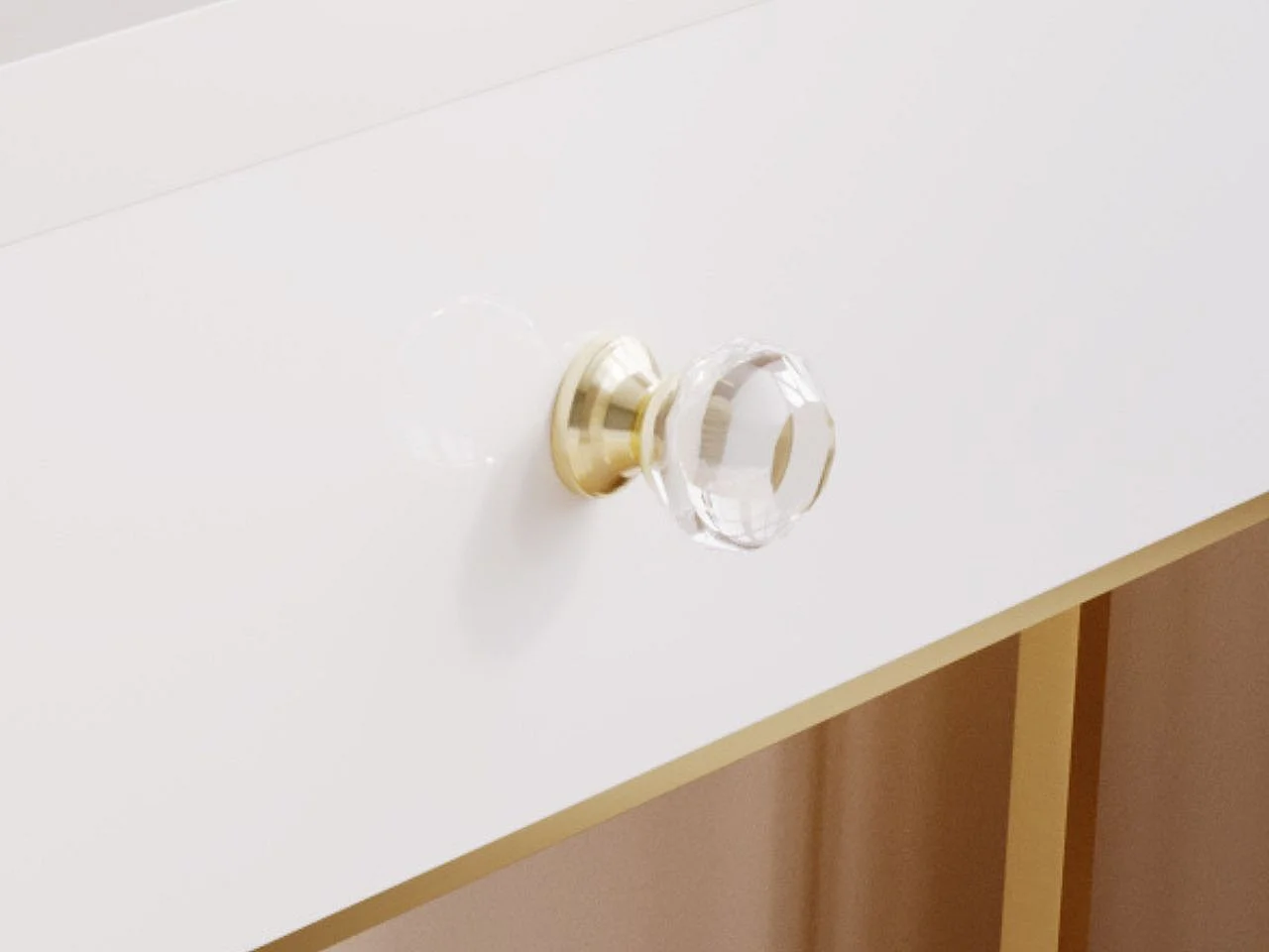 Schminktisch mit 2 Schubladen - 104/78/50 cm -  Weiß Hochglanz mit goldfarbenen Metallbeinen