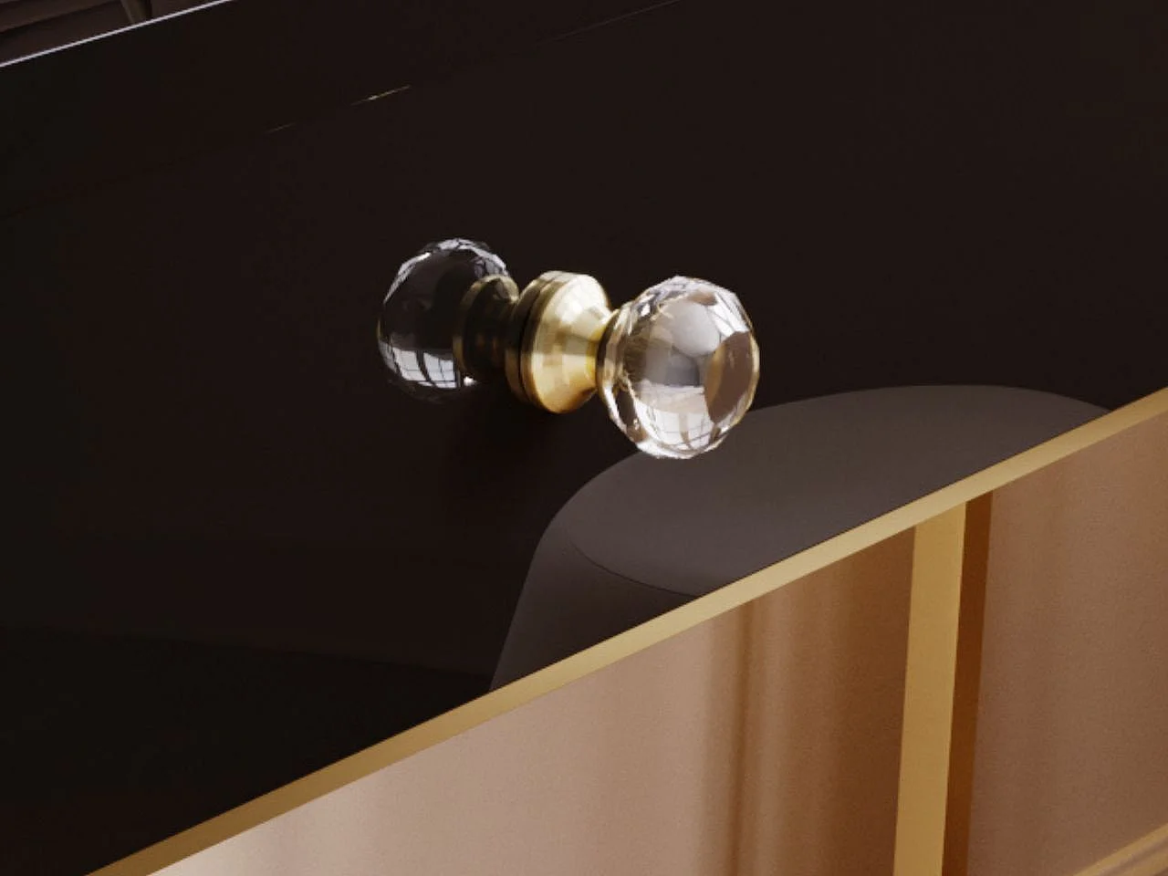 Schminktisch mit 2 Schubladen - 104/78/50 cm -  Schwarz Hochglanz mit goldfarbenen Metallbeinen