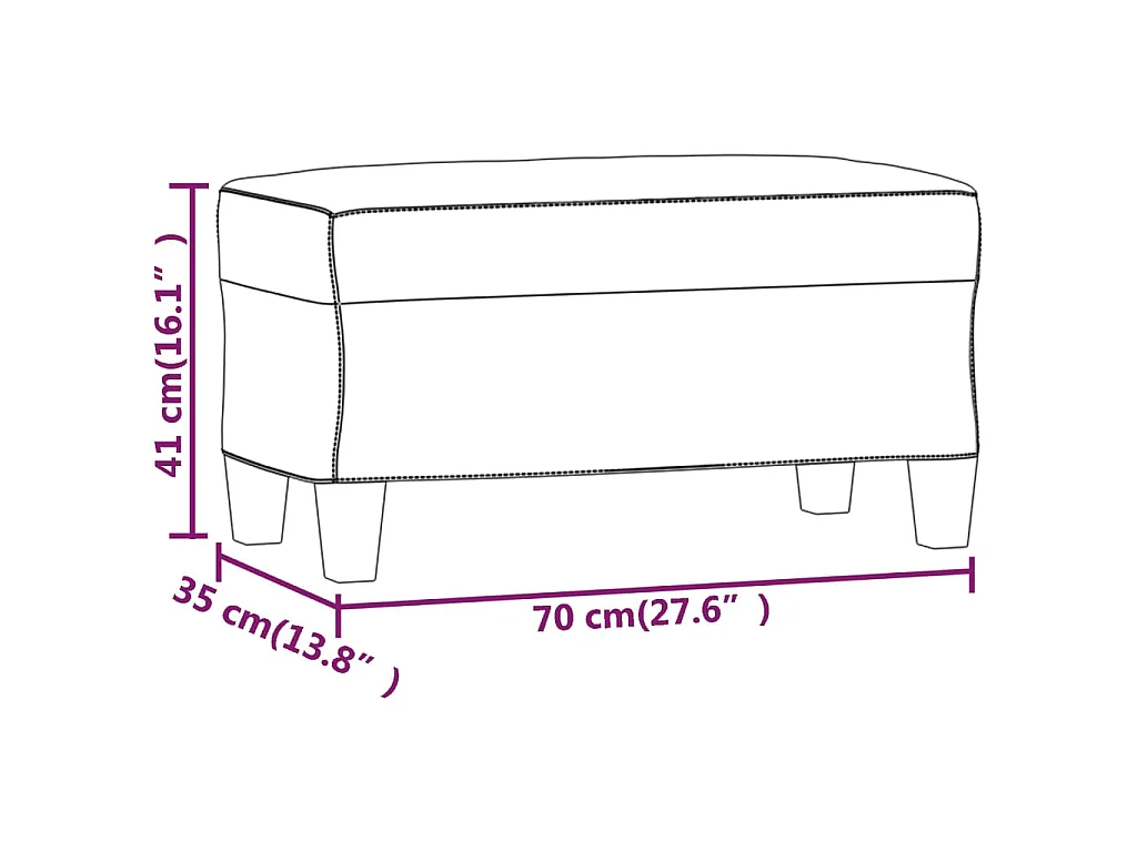 Banc Gris foncé 70x35x41 cm Tissu microfibre