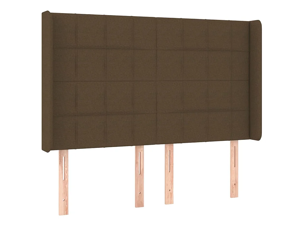 Hoofdbord met randen 147x16x118/128 cm stof donkerbruin