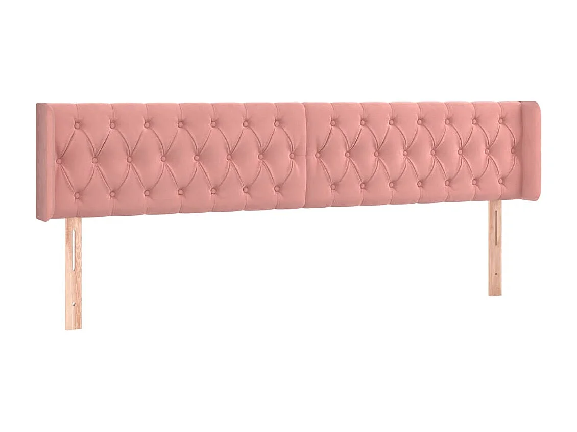 Hoofdbord met randen 203x16x78/88 cm fluweel roze