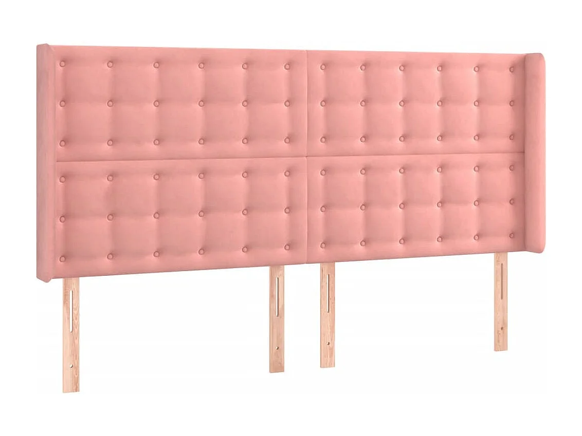 Tête de lit avec oreilles Rose 163x16x118/128 cm Velours