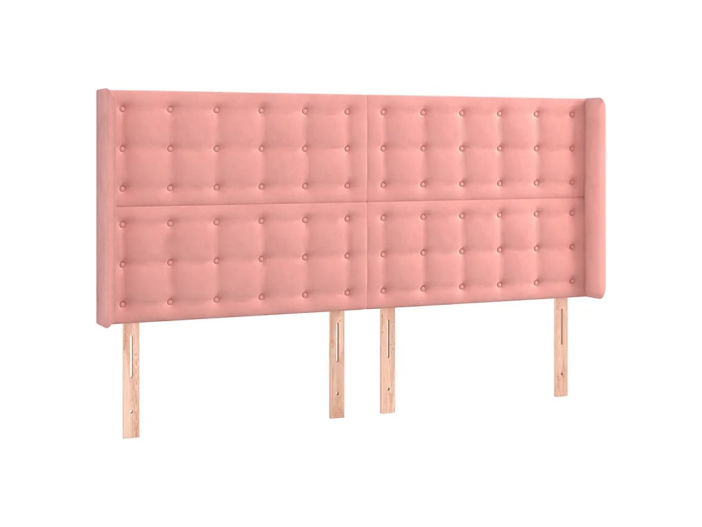 Hoofdbord met randen 163x16x118/128 cm fluweel roze