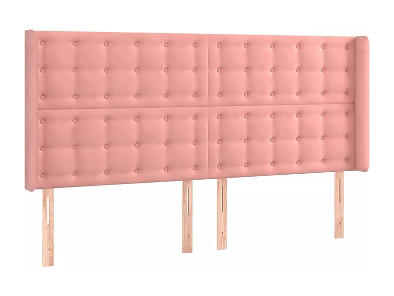 Hoofdbord met randen 163x16x118/128 cm fluweel roze