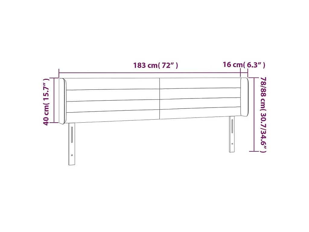 Kopfteil mit Ohren Dunkelgrau 183x16x78/88 cm Stoff