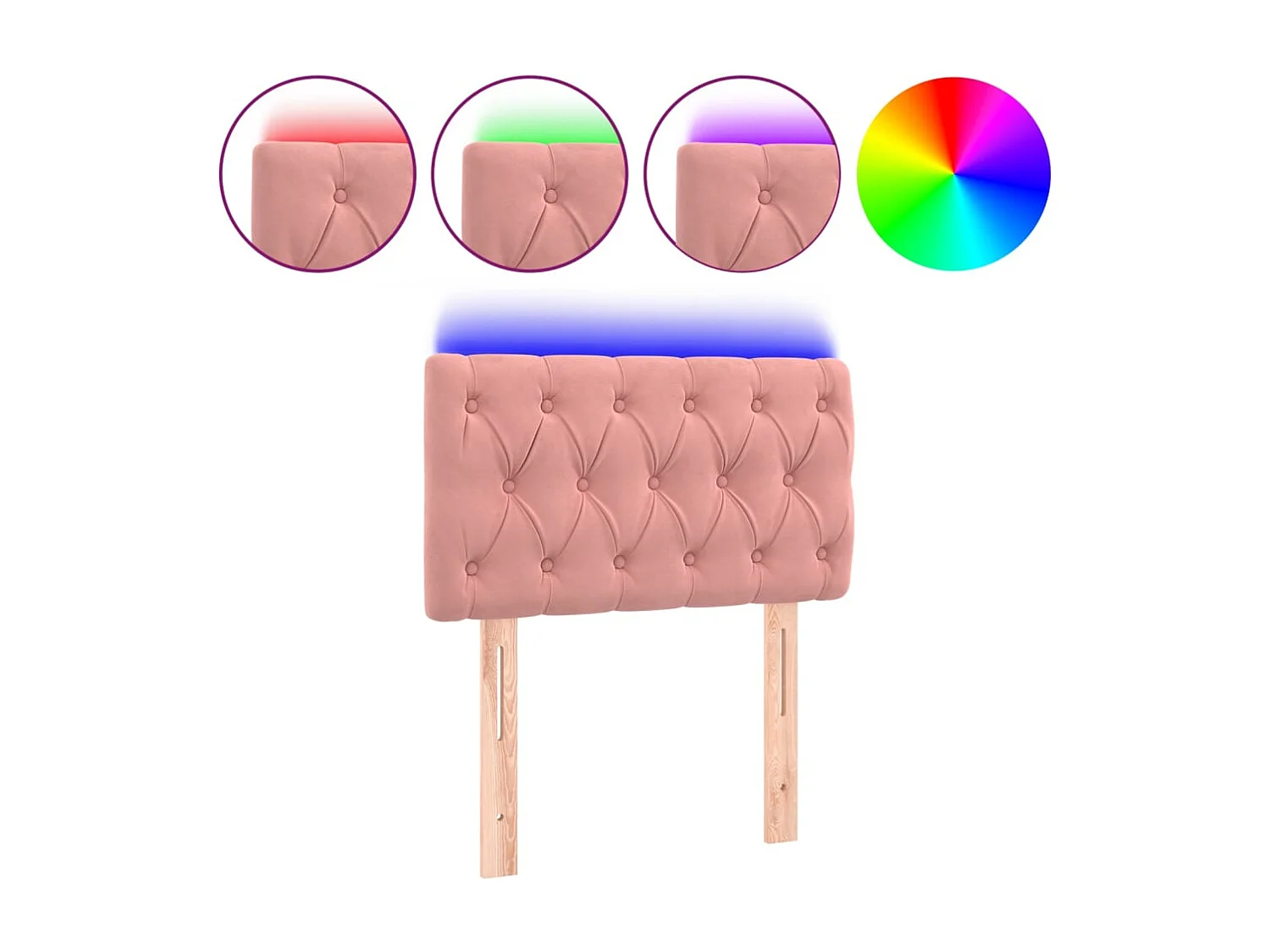 LED Kopfteil Rosa 80x7x78/88 cm Samt