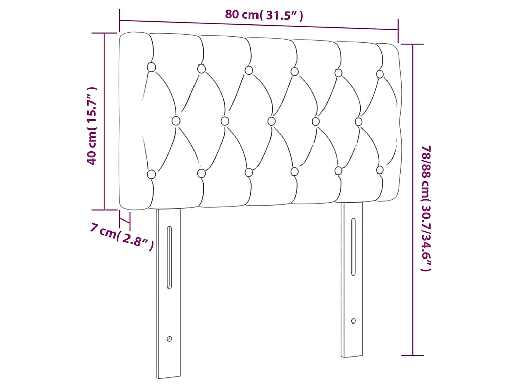 Tête de lit à LED Rose 80x7x78/88 cm Velours