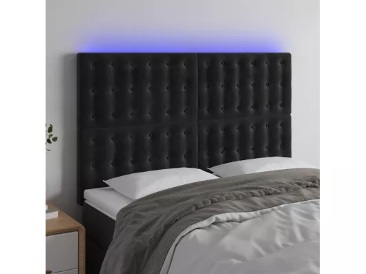 Kauf Unique LED Kopfteil Schwarz 144x5x118/128 cm Samt