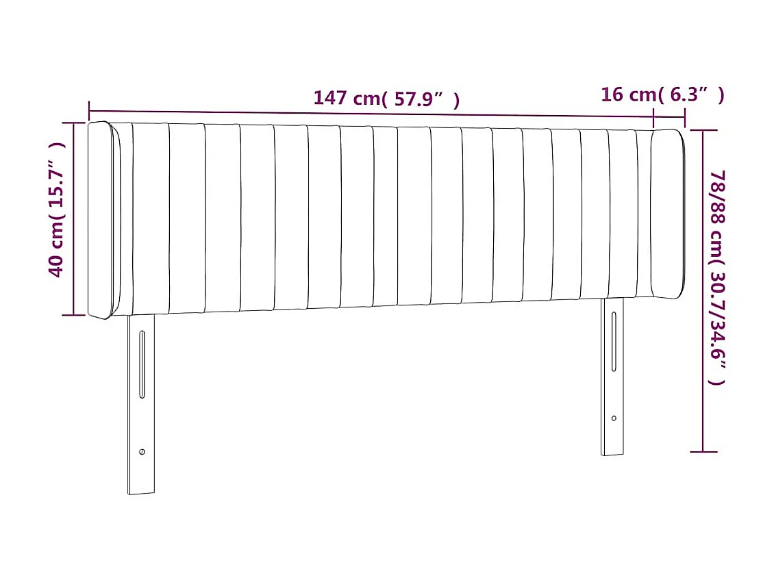 Tête de lit à LED Bleu foncé 147x16x78/88 cm Velours
