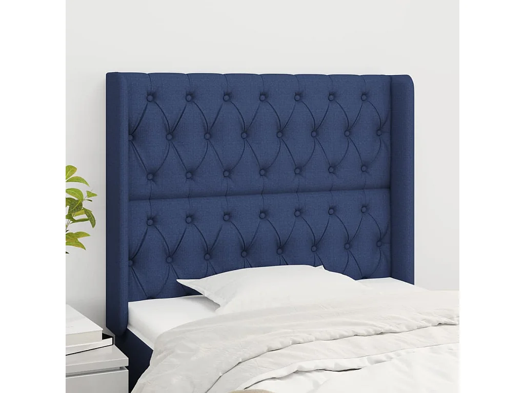 Testiera ad Orecchio Blu 103x16x118/128 cm in Tessuto