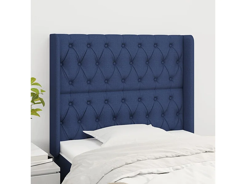 Testiera ad Orecchio Blu 103x16x118/128 cm in Tessuto