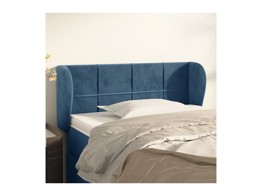 Tête de lit avec oreilles Bleu foncé 93x23x78/88 cm Velours