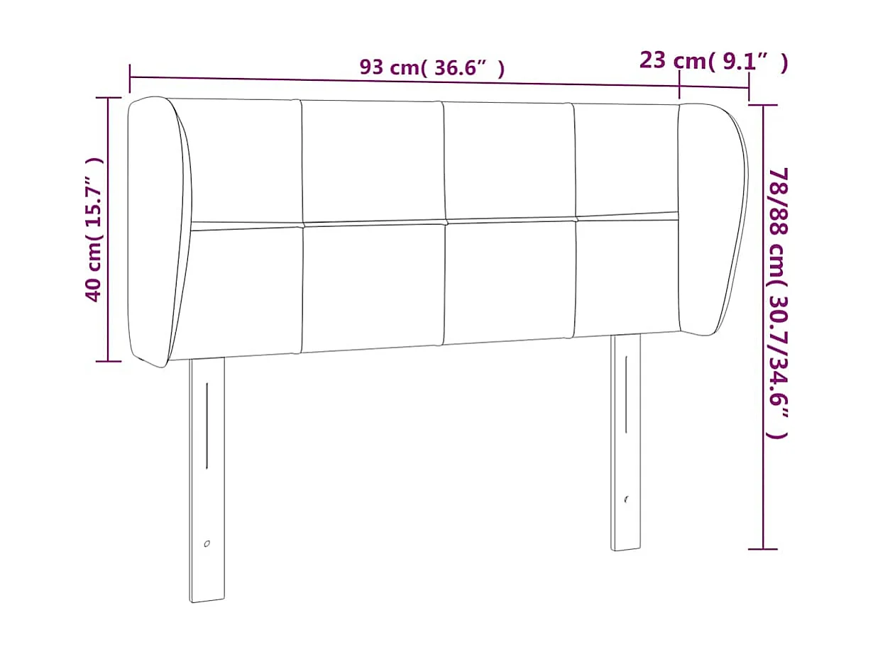 Tête de lit avec oreilles Bleu foncé 93x23x78/88 cm Velours