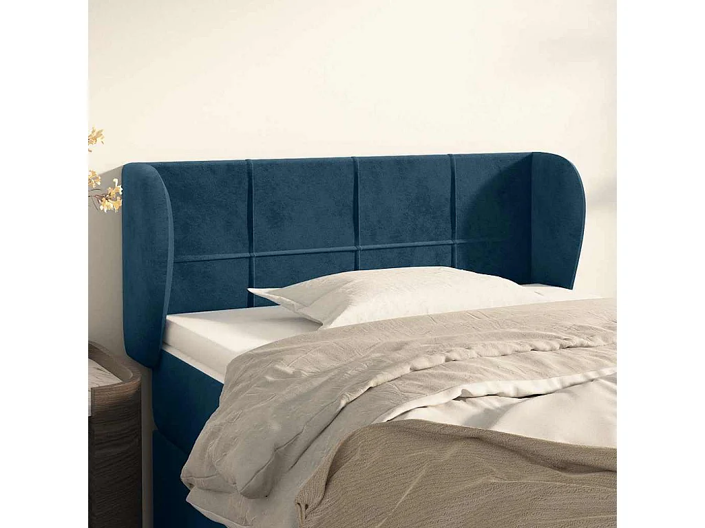 Testiera ad Orecchio Blu Scuro 93x23x78/88 cm in Velluto