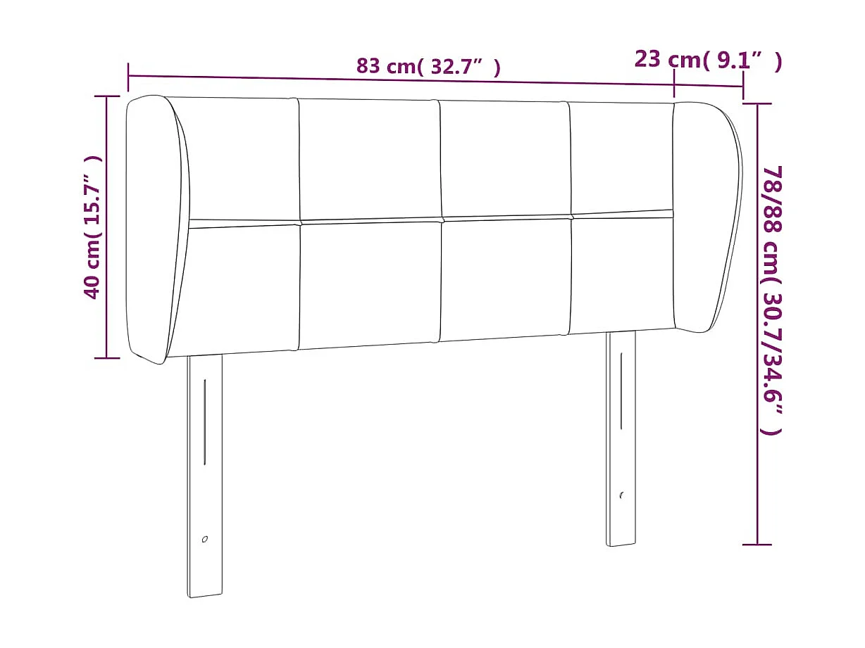 Kopfteil mit Ohren Dunkelblau 83x23x78/88 cm Samt