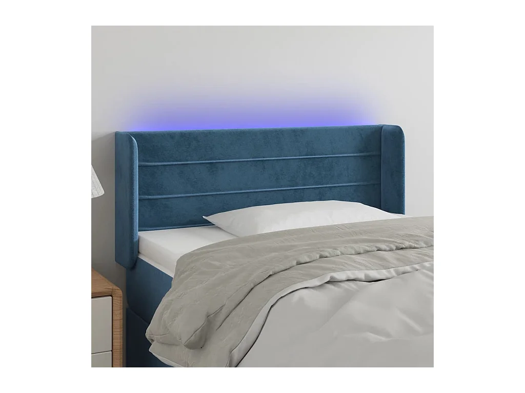 LED Kopfteil Dunkelblau 83x16x78/88 cm Samt
