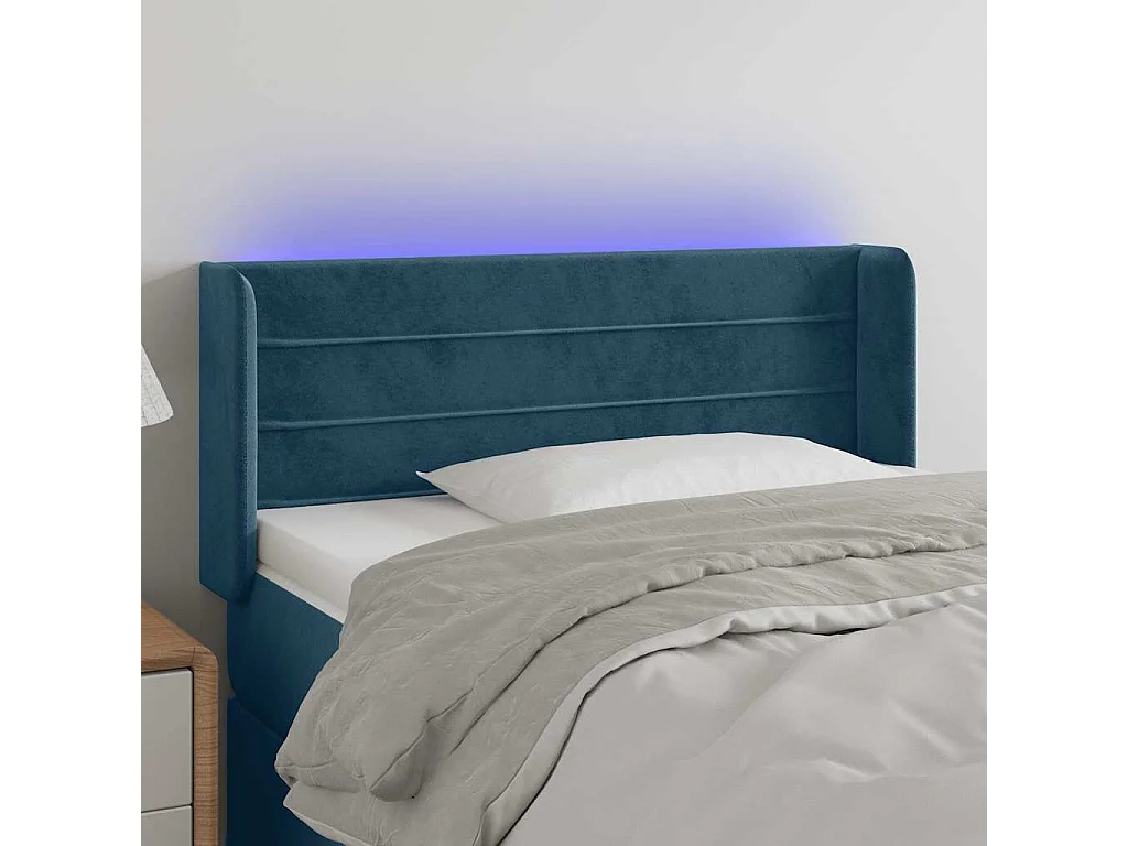 LED Kopfteil Dunkelblau 83x16x78/88 cm Samt