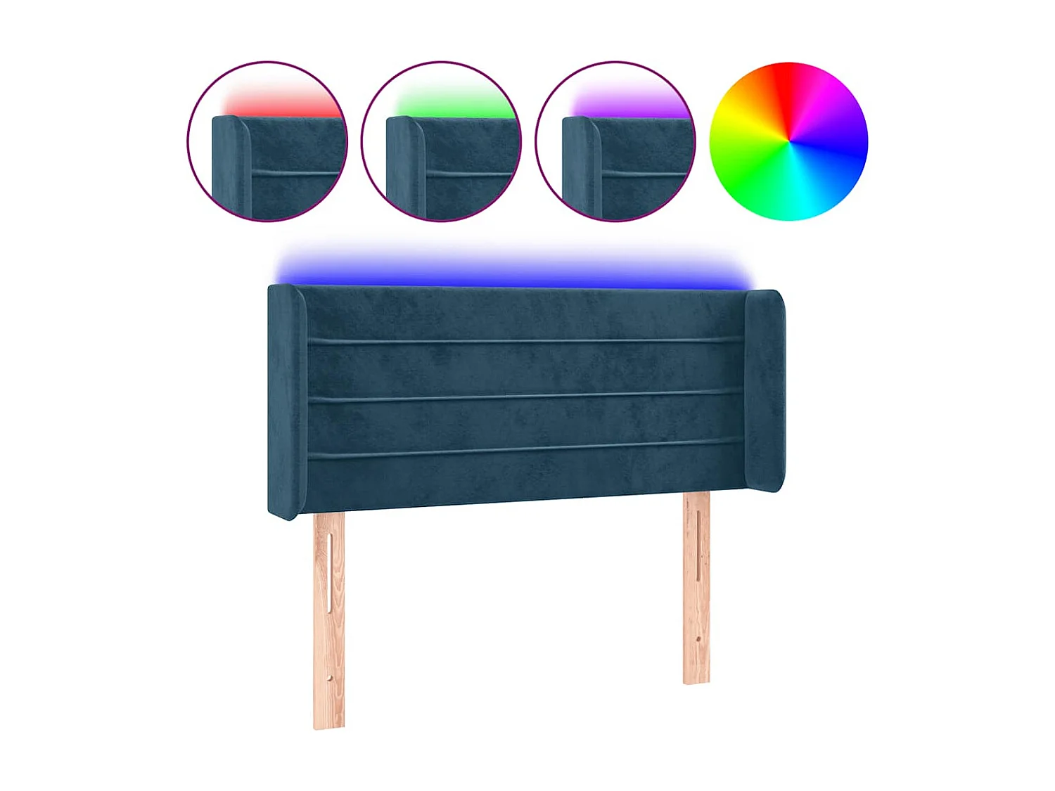LED Kopfteil Dunkelblau 83x16x78/88 cm Samt