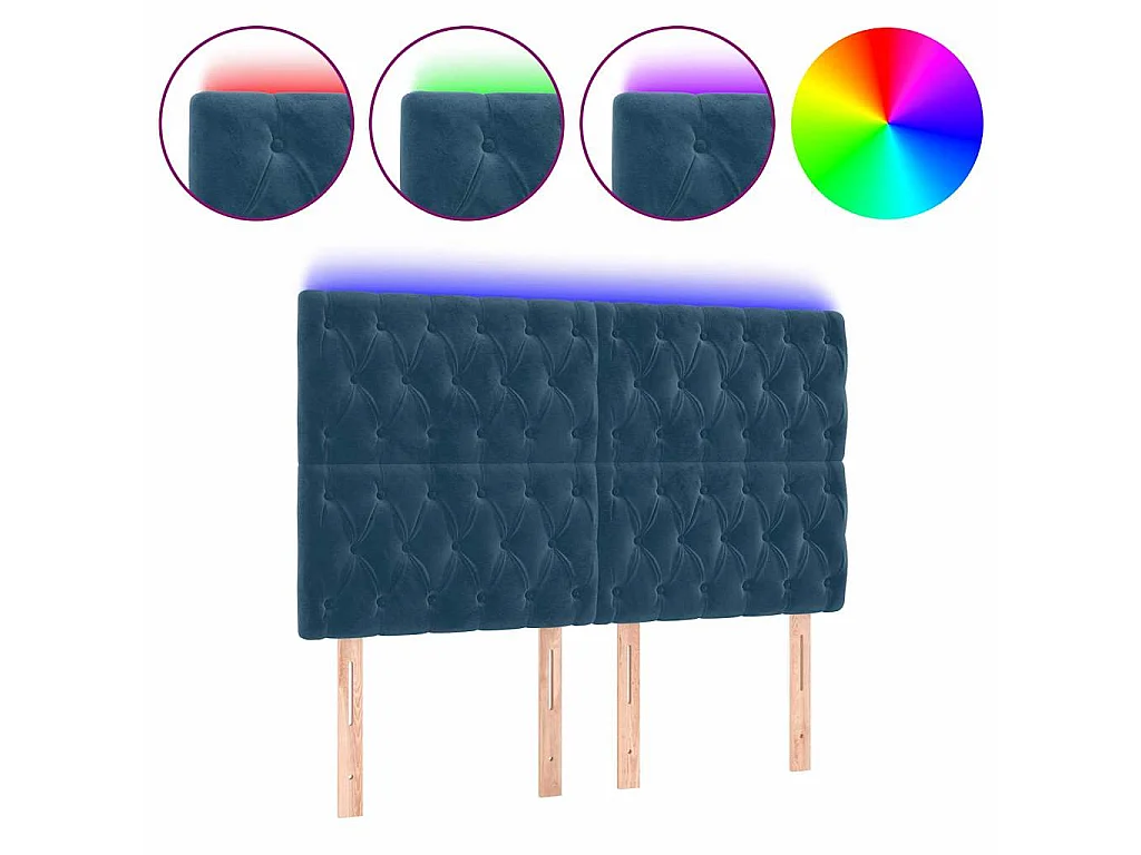 Tête de lit à LED Bleu foncé 160x7x118/128 cm Velours