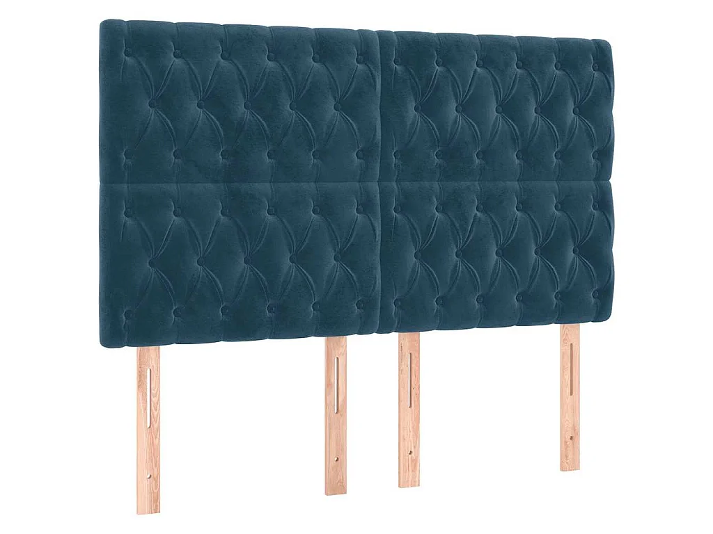 Tête de lit à LED Bleu foncé 160x7x118/128 cm Velours