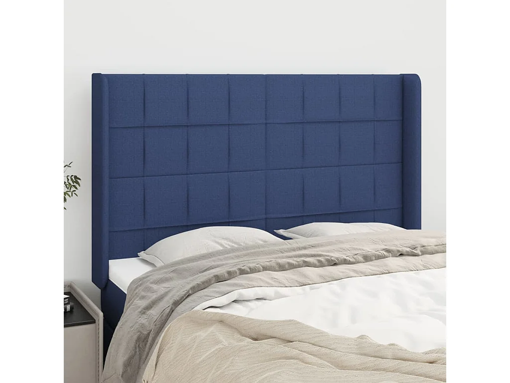 Kopfteil mit Ohren Blau 147x16x118/128 cm Stoff