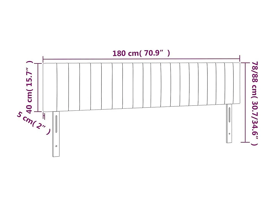 Testiera a LED Blu Scuro 180x5x78/88 cm in Velluto