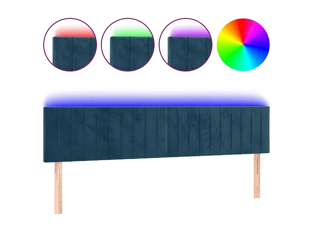 Testiera a LED Blu Scuro 180x5x78/88 cm in Velluto