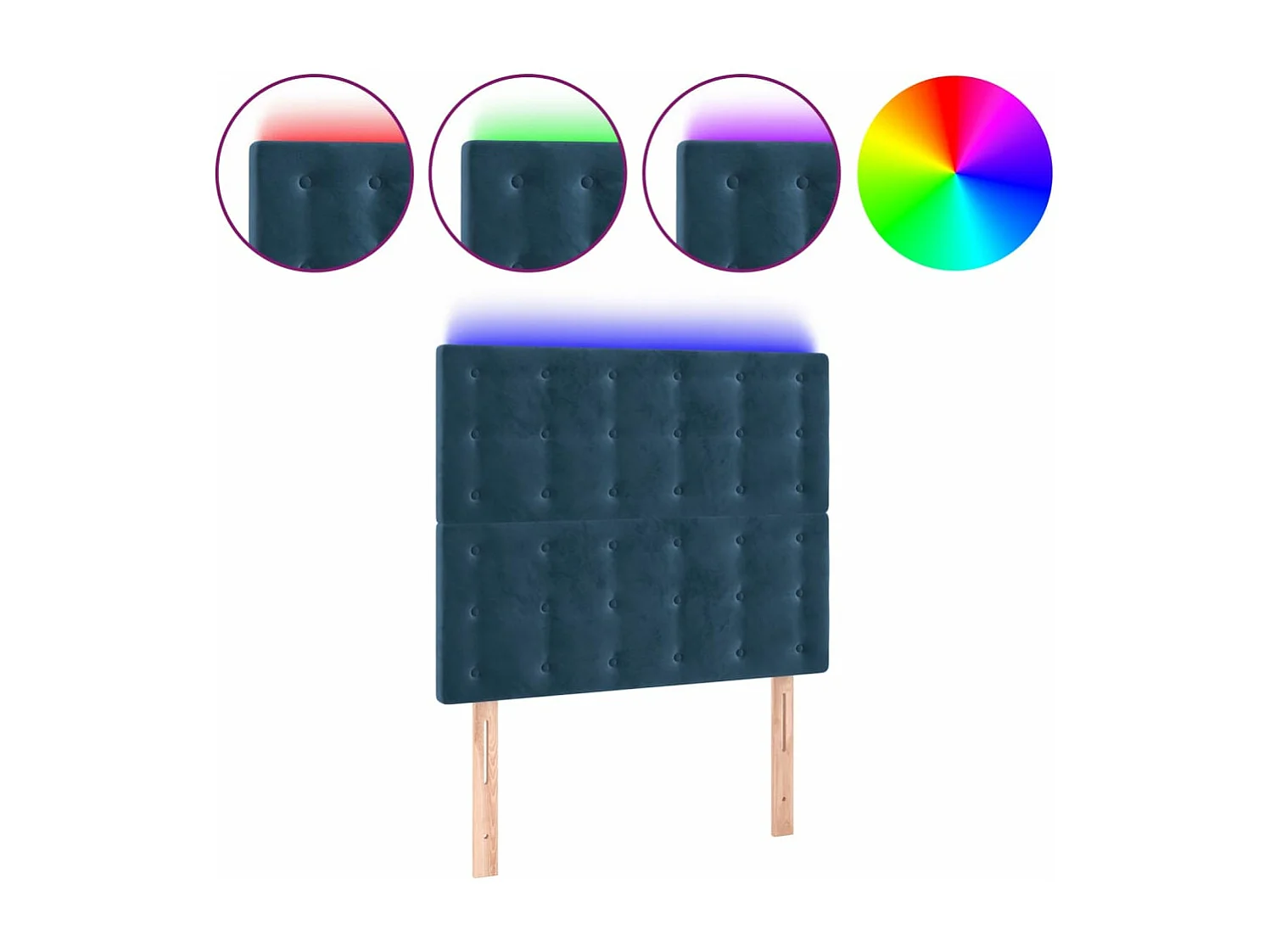 Tête de lit à LED Bleu foncé 80x5x118/128 cm Velours