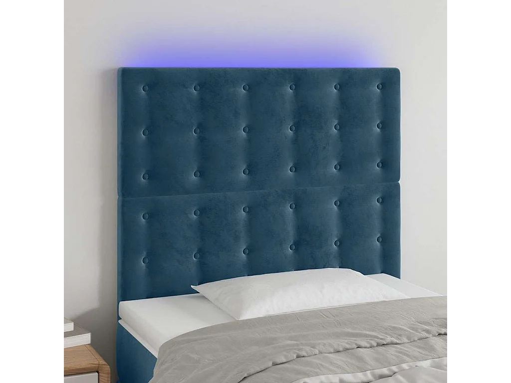 Testiera a LED Blu scuro 80x5x118/128 cm in Velluto