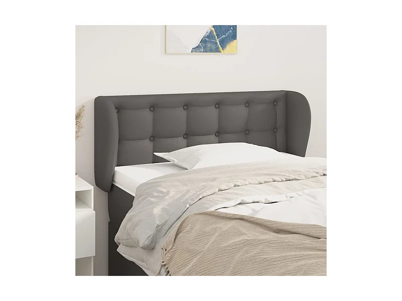 Tête de lit avec oreilles Gris 93x23x78/88 cm Similicuir