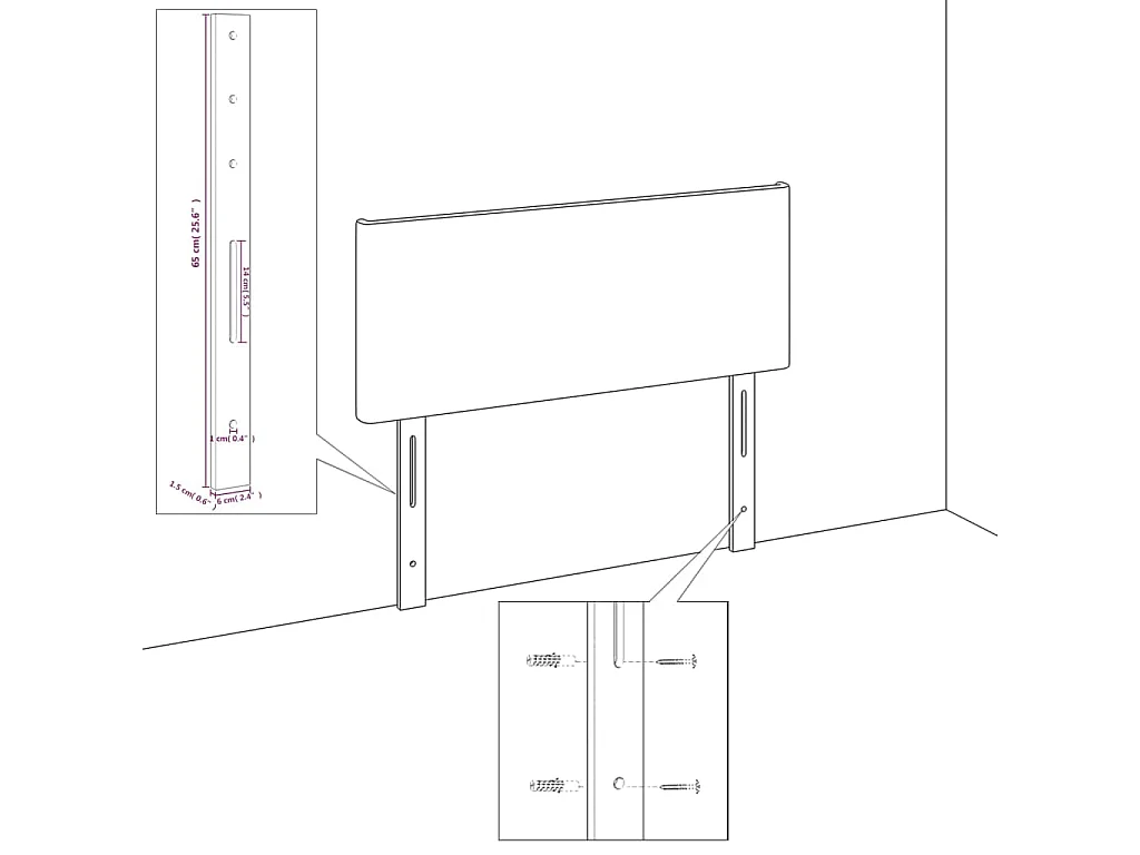 Hoofdbord met randen 203x16x78/88 cm stof blauw