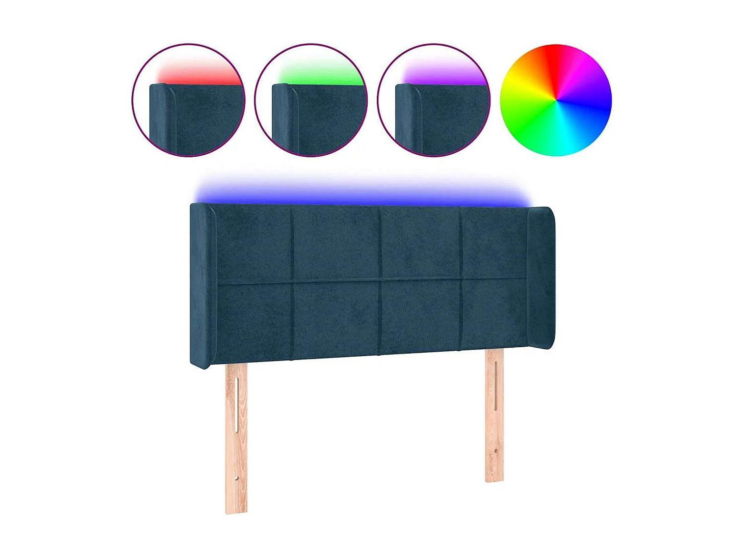 Tête de lit à LED Bleu foncé 83x16x78/88 cm Velours