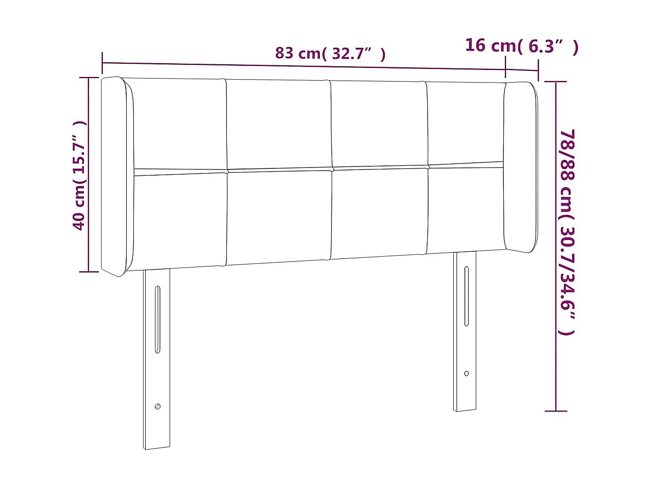 Hoofdbord LED 83x16x78/88 cm fluweel donkergroen