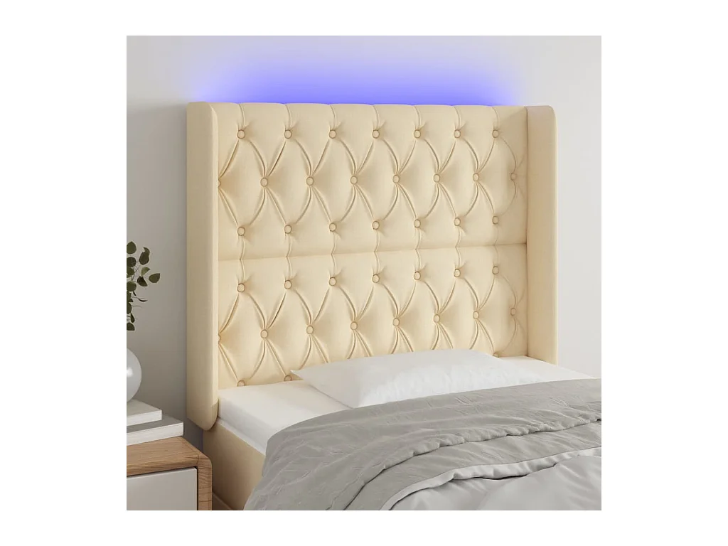 Tête de lit à LED Crème 103x16x118/128 cm Tissu