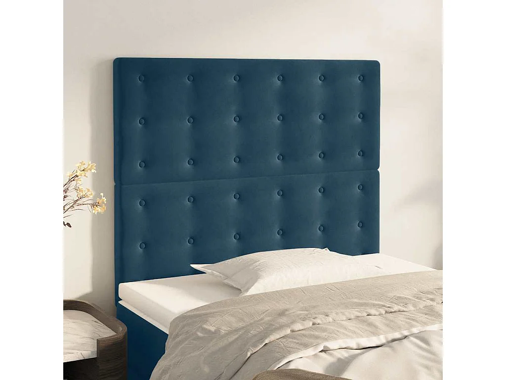 Testiera Blu Scuro 80x5x118/128 cm Velluto