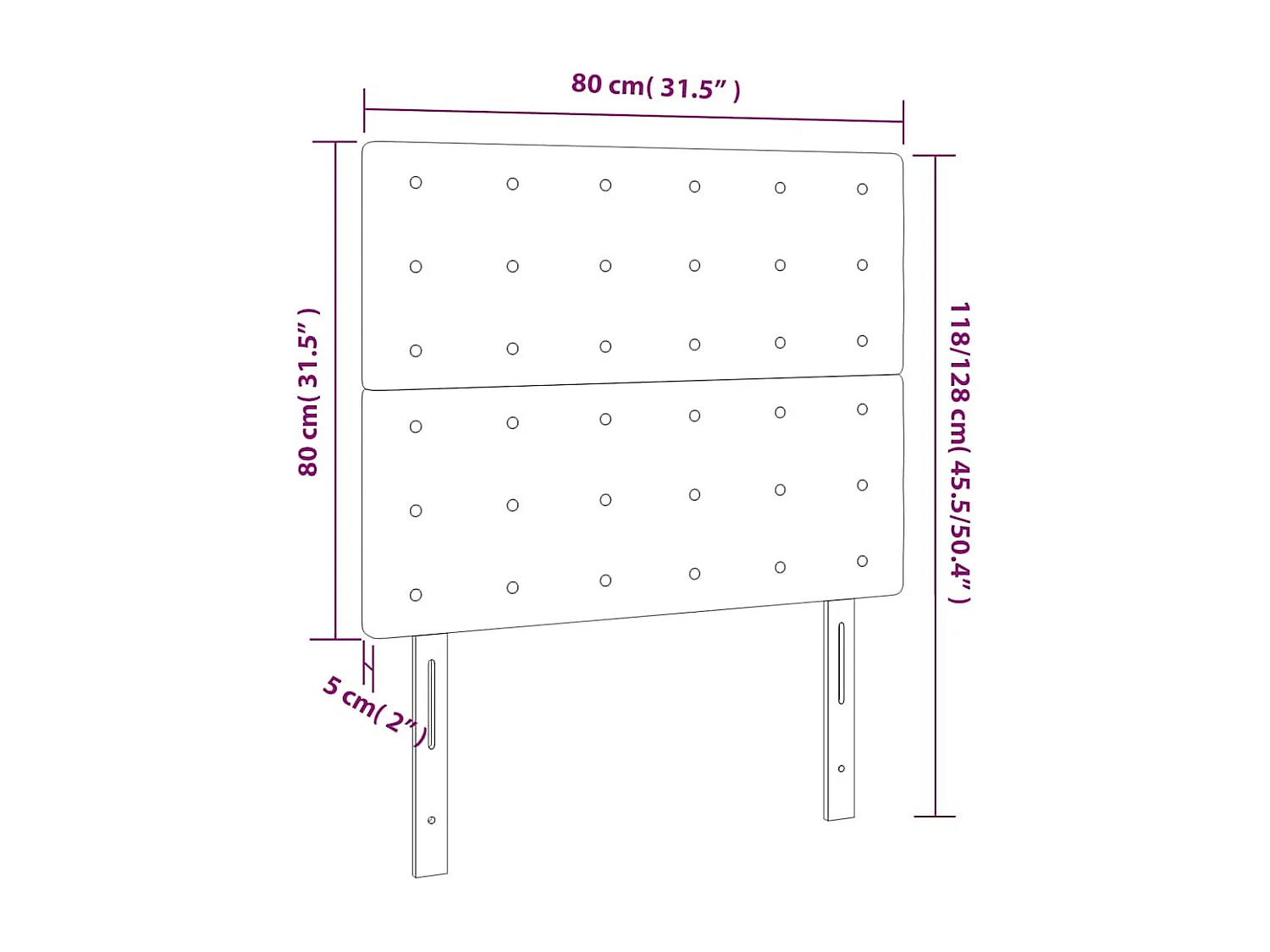 Testiera Blu Scuro 80x5x118/128 cm Velluto