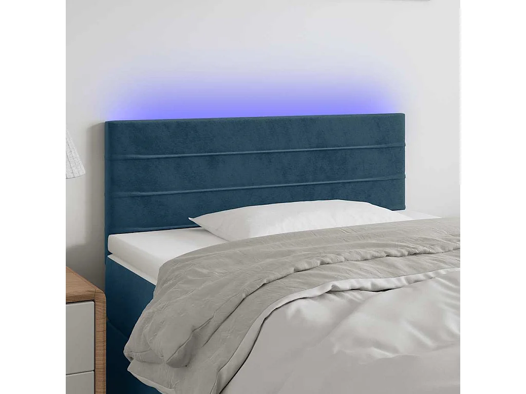 LED Kopfteil Dunkelblau 100x5x78/88 cm Samt