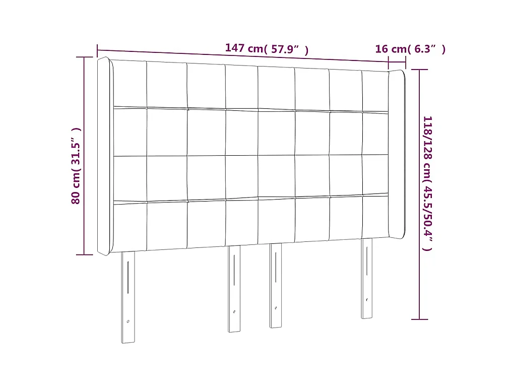 Kopfteil mit Ohren Dunkelblau 147x16x118/128 cm Samt