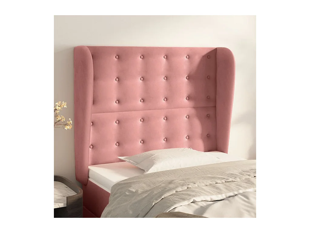 Tête de lit avec oreilles Rose 83x23x118/128 cm Velours
